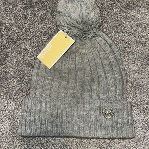 Michael Kors Gray Knit Pom Beanie